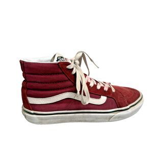 Vans Off The Wall High Top Skate Sneakers RED/WHT Suede Canvas Women 8 Men 6.5